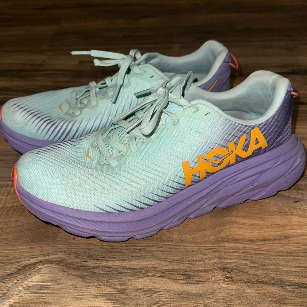 HOKA Rincon 3 Sneakers size 7.5 B (Reg) Blue/purple/orange